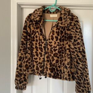 Leopard Bomber Fur Jacket-Medium